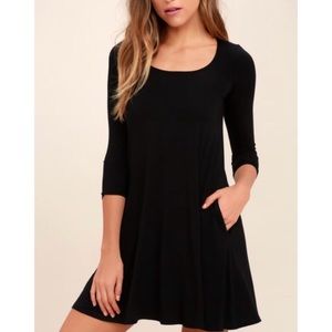 Lulu’s Black Long Sleeve Shirt Dress
